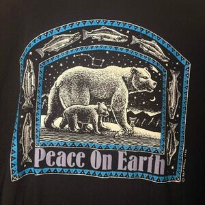 Vtg Peace on Earth Single Stitch Wildlife Earthy 90s Shirt Fruit of the Loom XL